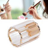 Cosmetic Brush Holder Transparent Glass Round Decorative Desktop Pen Storage Organizer BoxGold