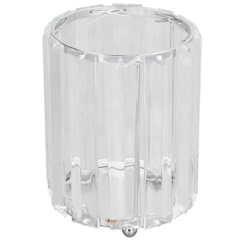 Cosmetic Brush Holder Transparent Glass Round Decorative Desktop Pen Storage Organizer BoxSilver In Australia - Darrahopens