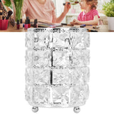 Crystal Makeup Brush Holder European Style Rounded Crystal Glass Cosmetic OrganizerSilver
