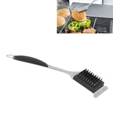 Barbecue Grill Brush Scraper Long Handle Stainless Steel Silver No Scratch Cleaning Portable for BBQ Grilling
