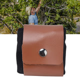 Fruit Picking Bag Waist Hanging Canvas Material PU Style Folded Save Space Belt Foraging BagBlack