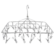 Clothes Drying Rack with 28 Clips Stainless Steel Laundry Drying Hanger for Socks Towels Bras Underwear