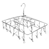 Clothes Drying Rack with 28 Clips Stainless Steel Laundry Drying Hanger for Socks Towels Bras Underwear