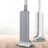 Microfiber Flat Mop Hand Wash Free Long Handle Large Flat Mop Dry Wet Use Floor Cleaning Tool White 36 Plate Set with 3 Cloth