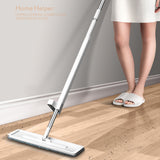 Microfiber Flat Mop Hand Wash Free Long Handle Large Flat Mop Dry Wet Use Floor Cleaning Tool White 36 Plate Set with 3 Cloth