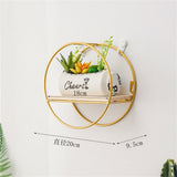 Wooden Iron Wall Shelf Living Room Kitchen Bathroom Elegant Exquisite Wall Mounted Storage Shelf Round Golden