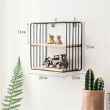 Wooden Iron Wall Shelf Living Room Kitchen Bathroom Elegant Exquisite Wall Mounted Storage Shelf Square Double Layer Black In Australia - Darrahopens