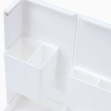 Folding Standable Stationery Box Office Pencil Holder Desktop Magnetic Plastic Makeup Case White