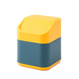 Desktop Trash Can Cute Drop Resistant Portable Tiny Desktop Garbage Bin with Detachable Lid for Car and Home Flip [Yellow Navy] In Australia - Darrahopens