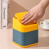 Desktop Trash Can Cute Drop Resistant Portable Tiny Desktop Garbage Bin with Detachable Lid for Car and Home Flip [Yellow Navy] In Australia - Darrahopens