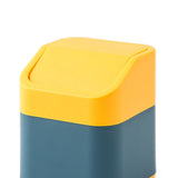 Desktop Trash Can Cute Drop Resistant Portable Tiny Desktop Garbage Bin with Detachable Lid for Car and Home Flip [Yellow Navy]