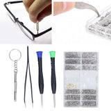 Eyeglass Repair Kit Tiny Stainless Steel Sunglass Screws Repair Kit with Screwdriver Tweezer for Watches Glasses