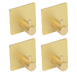 4pcs Towel Hook Aluminum Rustproof Waterproof Heavy Duty Adhesive Wall Hook for Hanging Coat Hat Towel Robe Golden