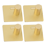 4pcs Towel Hook Aluminum Rustproof Waterproof Heavy Duty Adhesive Wall Hook for Hanging Coat Hat Towel Robe Golden
