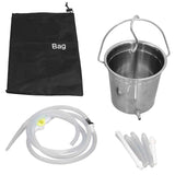 2L Enema Bucket Kit with Silicone Tubing Nozzle Tips Storage Bag Stainless Steel Coffee Milk Barrel