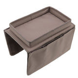 Sofa Tray Folding Arm Storage Holder Table 600D Oxford Cloth Side Pockets for Couch Coffee