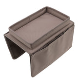 Sofa Tray Folding Arm Storage Holder Table 600D Oxford Cloth Side Pockets for Couch Coffee