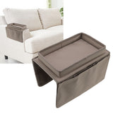 Sofa Tray Folding Arm Storage Holder Table 600D Oxford Cloth Side Pockets for Couch Coffee