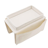 Sofa Tray Folding Arm Storage Holder Table 600D Oxford Cloth Side Pockets for Couch Beige In Australia - Darrahopens