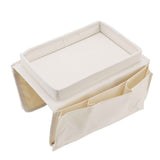 Sofa Tray Folding Arm Storage Holder Table 600D Oxford Cloth Side Pockets for Couch Beige In Australia - Darrahopens