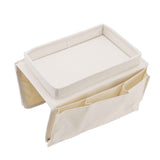 Sofa Tray Folding Arm Storage Holder Table 600D Oxford Cloth Side Pockets for Couch Beige In Australia - Darrahopens