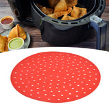 20cm Anti Slip Round Cooking Fryer Mat Anti Sticking Silicone Steamer Liners For KitchenRed