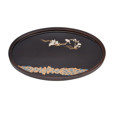 Bamboo Tea Tray Japanese Simple Novel Beautiful Resin Walnut Tea Tray for Home UseOval S