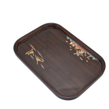Bamboo Tea Tray Japanese Simple Novel Beautiful Resin Walnut Tea Tray for Home UseRounded Square