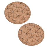 2pcs Cork Coasters Safety Design Convenient Practical Glossy Thick Rustic Style Wooden Decoration for KitchensPlaid