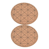 2pcs Cork Coasters Safety Design Convenient Practical Glossy Thick Rustic Style Wooden Decoration for KitchensPlaid