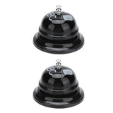 2Pcs Service Bell Exquisite Clear Sound Classic Shape Polishing Glossy Nonslip Base Call Bell for Hotel Restaurant HomeBlack