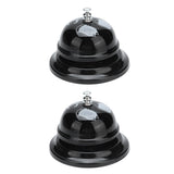 2Pcs Service Bell Exquisite Clear Sound Classic Shape Polishing Glossy Nonslip Base Call Bell for Hotel Restaurant HomeBlack