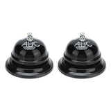 2Pcs Service Bell Exquisite Clear Sound Classic Shape Polishing Glossy Nonslip Base Call Bell for Hotel Restaurant HomeBlack