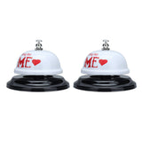 2Pcs Meal Bells Stainless Steel Hand Pressed Bell Counter Food Bells for Restaurant Bar White Paint