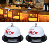 2Pcs Meal Bells Stainless Steel Hand Pressed Bell Counter Food Bells for Restaurant Bar White Paint