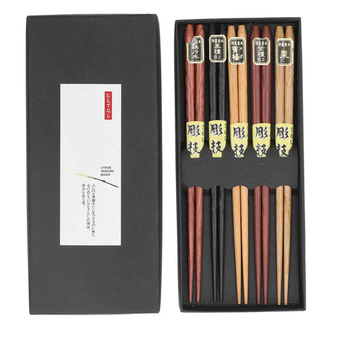 Chopsticks Set 5 Different Colors Natural Wood Antislip Design Feel Comfortable Chopsticks ReusablePointed Chopsticks In Australia - Darrahopens