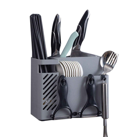 Cutlery Holder Multifunctional Wall Mounted Chopsticks Drying Rack for Home Kitchen Grey In Australia - Darrahopens