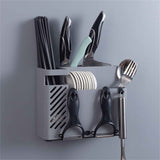 Cutlery Holder Multifunctional Wall Mounted Chopsticks Drying Rack for Home Kitchen Grey In Australia - Darrahopens