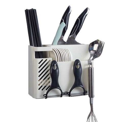 Cutlery Holder Multifunctional Wall Mounted Chopsticks Drying Rack for Home Kitchen White In Australia - Darrahopens