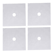 4Pcs Stove Burner Cover PTFE Coating Non Stick Gas Range Stove Top Protector Pad for Kitchen Cooking Silver 27x27cm 0.1mm In Australia - Darrahopens