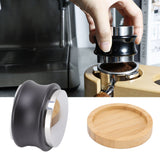 Coffee Distributor Stainless Steel Alloy Dual Head Adjustable Depth Coffee Leveler with Bamboo Base 53mm/2.09in