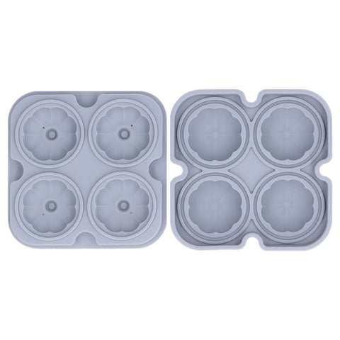 Pumpkin Ice Ball Mold 3D Pumpkin Shape Food Grade Silicone 4 Cells Easy Release Whiskey Ice Mold for Coffee Tea Cocktail Gray