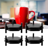 4Pcs Hexagonal Coaster Stylish Adjustable Multipurpose Hexagonal Coasters for Drinks and Small Objects Black
