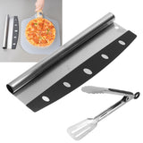 Pizza Cutter Food Grade Stainless Steel High Sharpness Ergonomic Design Rocking Pizza Cutter with Tong for Pizza Cake