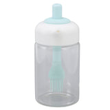 Press Control 2 in 1 Oil Bottle Dispenser Kitchen Glass Oil Bottle with Silicone Brush 230ml Blue