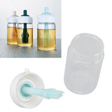 Press Control 2 in 1 Oil Bottle Dispenser Kitchen Glass Oil Bottle with Silicone Brush 230ml Blue