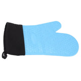 Silicone Oven Mitts Non Slip Kitchen Baking Gloves High Temperature Resistant 2 Fingers Long Blue