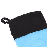 Silicone Oven Mitts Non Slip Kitchen Baking Gloves High Temperature Resistant 2 Fingers Long Blue