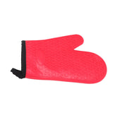 Silicone Oven Mitt High Temperature Resistant Waterproof Slip Proof Kitchen Baking Glove with Cotton Liner Red