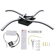 LED Ceiling Light Wavy Shape 3 Color Dimming Wrought Iron Ceiling Fixture with Remote Control Black AC110‑265V In Australia - Darrahopens